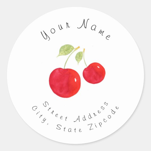 Adres label "Waterverf Cherries" (Voorkant)