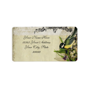 Adres Label Yellow Song Bird Cage Floral