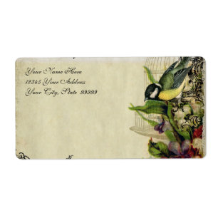 Adres Label Yellow Song Vogelkooi Floral