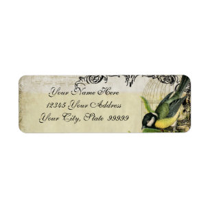 Adres Label Yellow Song Vogelkooi Floral