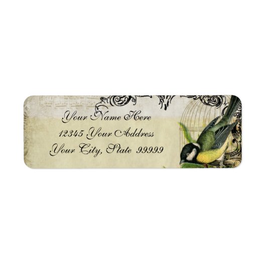 Adres Label Yellow Song Vogelkooi Floral (Voorkant)