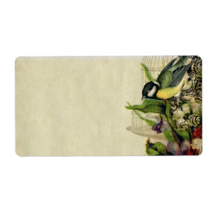 Adres Label Yellow Song Vogelkooi Floral