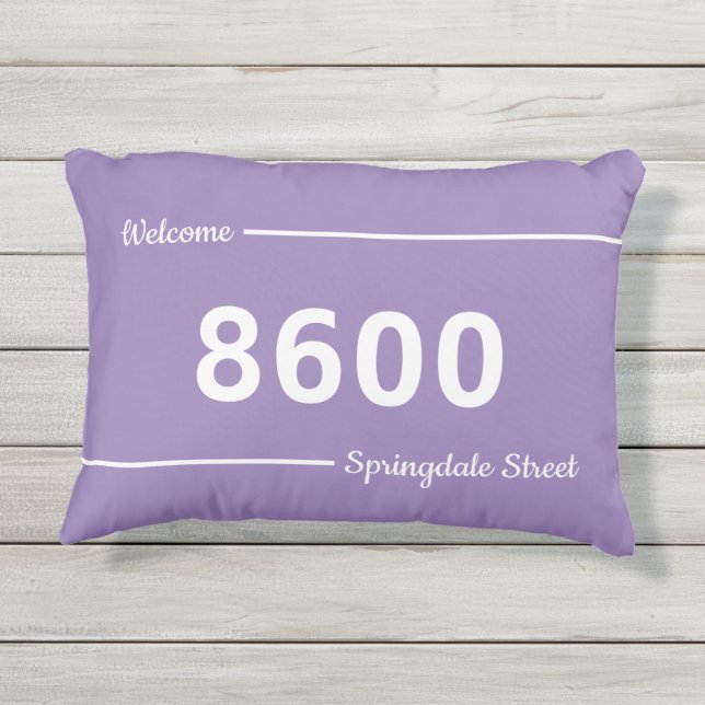Adres Lavender and White House Numbers Street Buitenkussen (Achterkant)