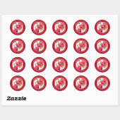 Adres Levendige Rode Poppies Floral Waterverf Circ Ronde Sticker (Vel)