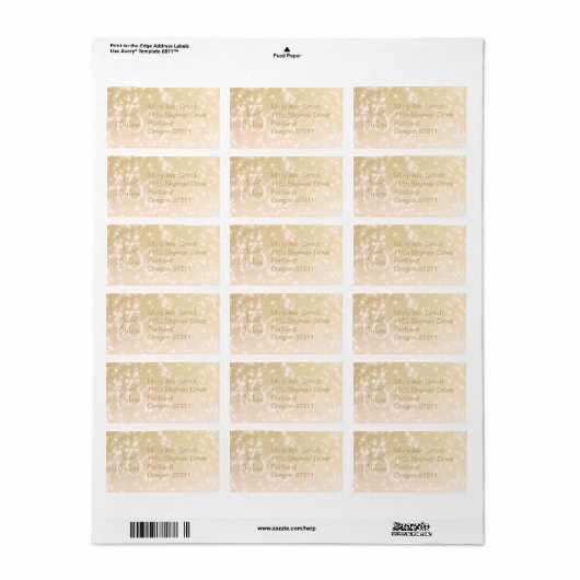 Adres Lief 16 Verjaardag Gouden Sparkle Lichten Etiket (Full Sheet)