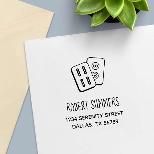 Adres MahJong Game Tiles Zelfinktende Stempel