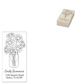 Adres Mason Jar Daisy Flowers Rubberstempel (Gestempeld)