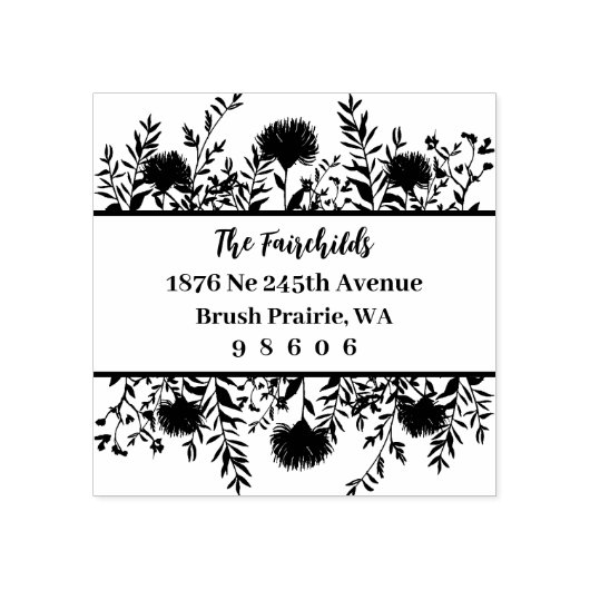 Adres Moderne eenvoudige Fancy wilde bloemen & twi Rubberstempel (Afrduk)