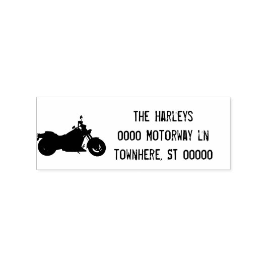 Adres motorfiets rubberstempel (Afrduk)