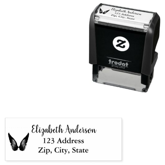 Adres naam van Angel wings Zelfinktende Stempel (In situ)