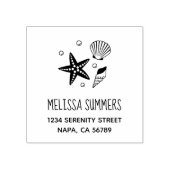 Adres Nautical Seashell Starfish Pearls Rubberstempel (Afrduk)