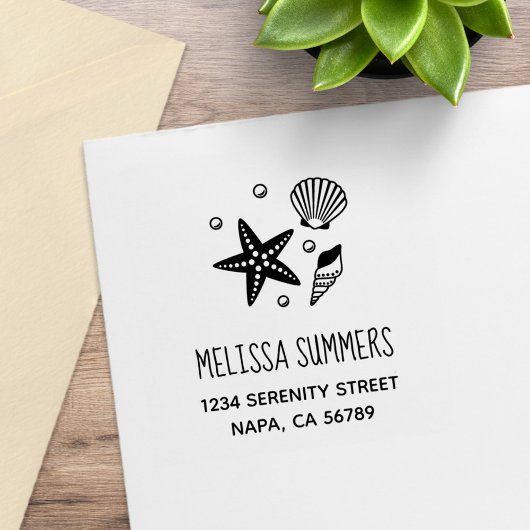 Adres Nautical Seashell Starfish Pearls Rubberstempel
