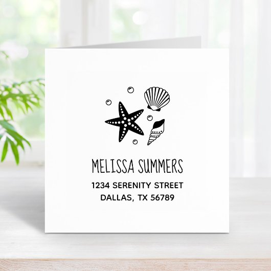 Adres Nautical Seashell Starfish Pearls Rubberstempel