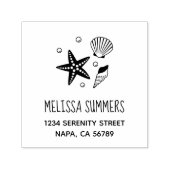 Adres Nautical Seashell Starfish Pearls Zelfinktende Stempel (Design)