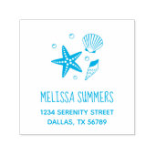 Adres Nautical Seashell Starfish Pearls Zelfinktende Stempel (Design)