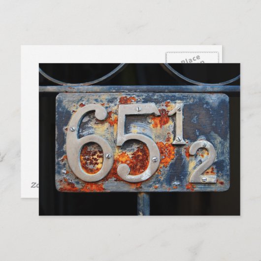 Adres Number Plaque, 65 en een half Briefkaart (Voorkant / Achterkant)