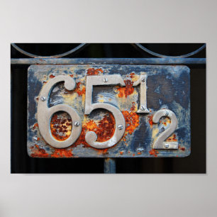 Adres Number Plaque, 65 en een half Poster