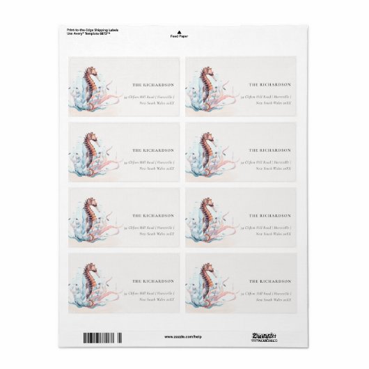 Adres onderwater zeewier Koraal Etiket (Full Sheet)