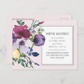 Adres Paarse Gele Waterverf Floral Change Briefkaart (Voorkant / Achterkant)