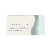 Adres Pastel Aqua Gray Kraft Mountain Wave Etiket (Voorkant)