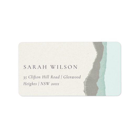 Adres Pastel Aqua Gray Kraft Mountain Wave Etiket (Voorkant)