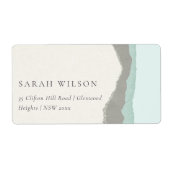 Adres Pastel Aqua Gray Kraft Mountain Wave Etiket (Voorkant)