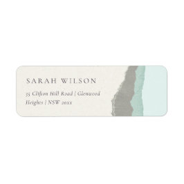 Adres Pastel Aqua Gray Kraft Mountain Wave Etiket