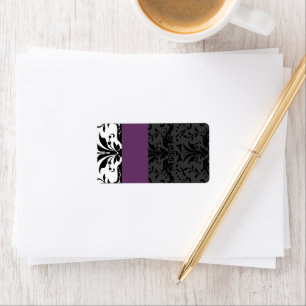 Adres plum & Black Bumble Bee Damask Etiket