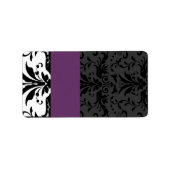 Adres plum & Black Bumble Bee Damask Etiket (Voorkant)