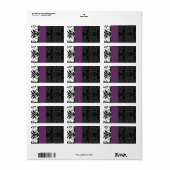 Adres plum & Black Bumble Bee Damask Etiket (Full Sheet)