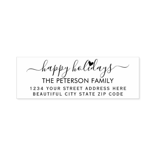 Adres Prettige feestdagen het Hart van het Manuscr Zelfinktende Stempel (Design)