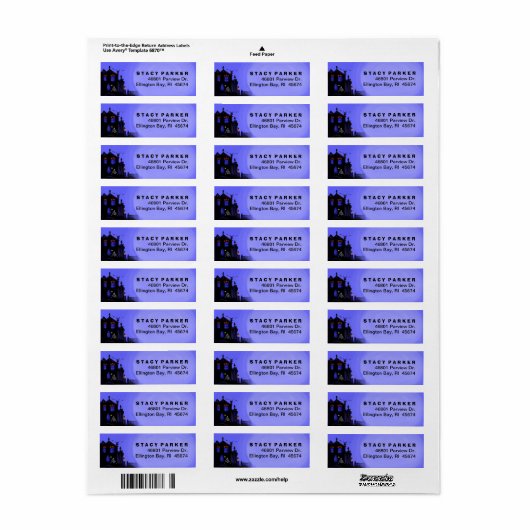Adres retour label - Haunted House & Moon (Full Sheet)