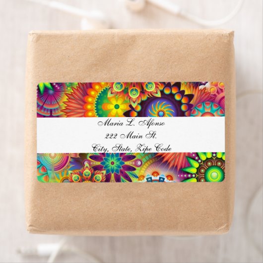Adres Retourlabels Abstracte Floral Etiket (Insitu)