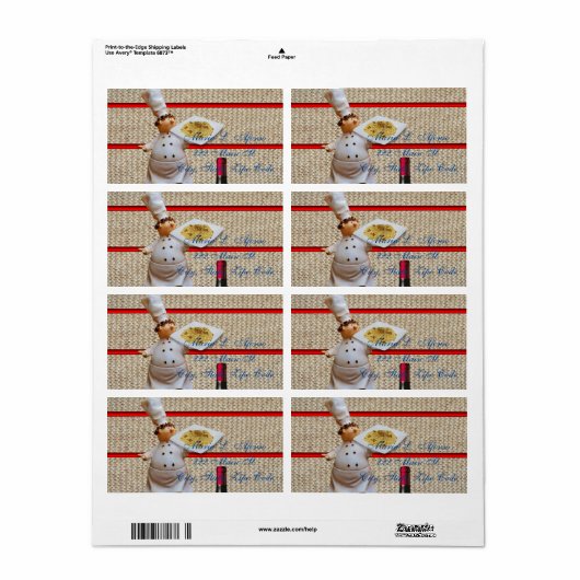 Adres Retourlabels Chef Wine Pasta Etiket (Full Sheet)