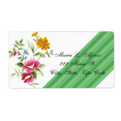 Adres Retourlabels Floral Green Stripes Etiket (Voorkant)