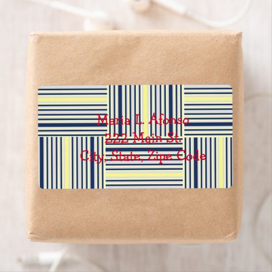 Adres Retourlabels Gele Blauwe Stripes Etiket (Insitu)