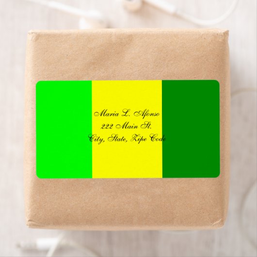 Adres Retourlabels Gele Groene Stripe Etiket (Insitu)