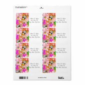 Adres Retourlabels pinguins Floral Etiket (Full Sheet)