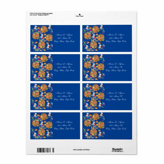 Adres Retourlabels Pizza Taarten Gefeliciteerd met Etiket (Full Sheet)