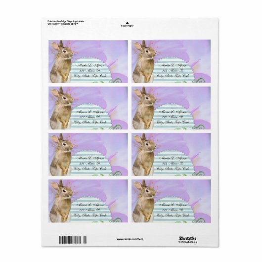 Adres Retourlabels Rabbit Blue Stripe Etiket (Full Sheet)