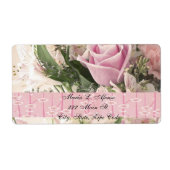 Adres Retourlabels Roze Rose Floral Etiket (Voorkant)