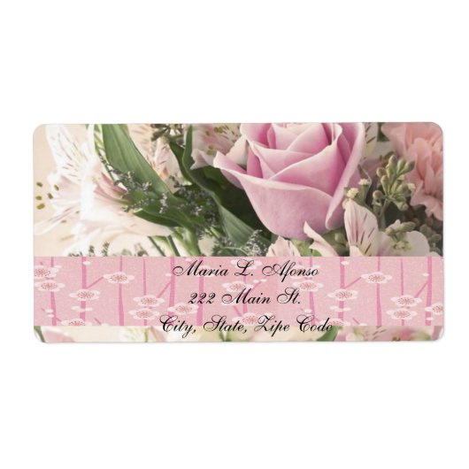 Adres Retourlabels Roze Rose Floral Etiket (Voorkant)