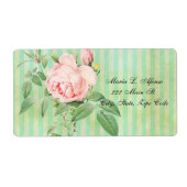 Adres Retourlabels roze Rose GreenStripe Floral Etiket (Voorkant)