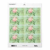 Adres Retourlabels roze Rose GreenStripe Floral Etiket (Full Sheet)