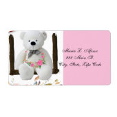 Adres Retourlabels White Teddy Bear Floral Etiket (Voorkant)
