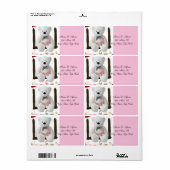 Adres Retourlabels White Teddy Bear Floral Etiket (Full Sheet)