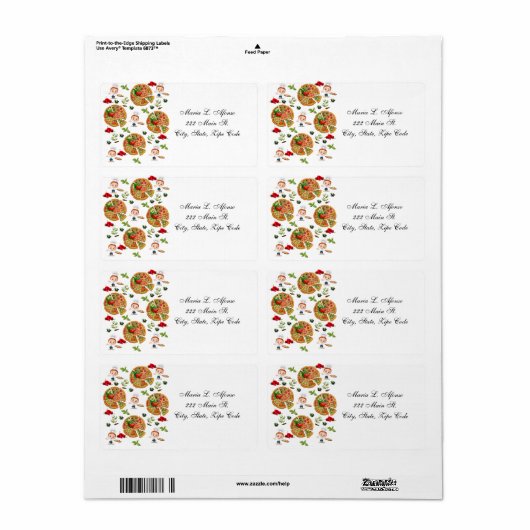 Adres Return Labels Pizza Pie Oliving (Full Sheet)