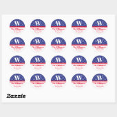Adres rode witte blauwe sterren en Stripes familie Ronde Sticker (Vel)