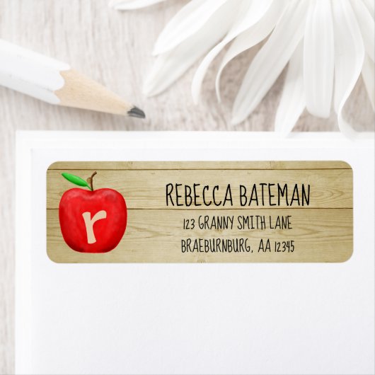 Adres rood Apple Monogram Etiket (Insitu)