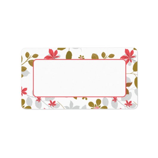 Adres: Rood bruine bladeren Etiket (Voorkant)